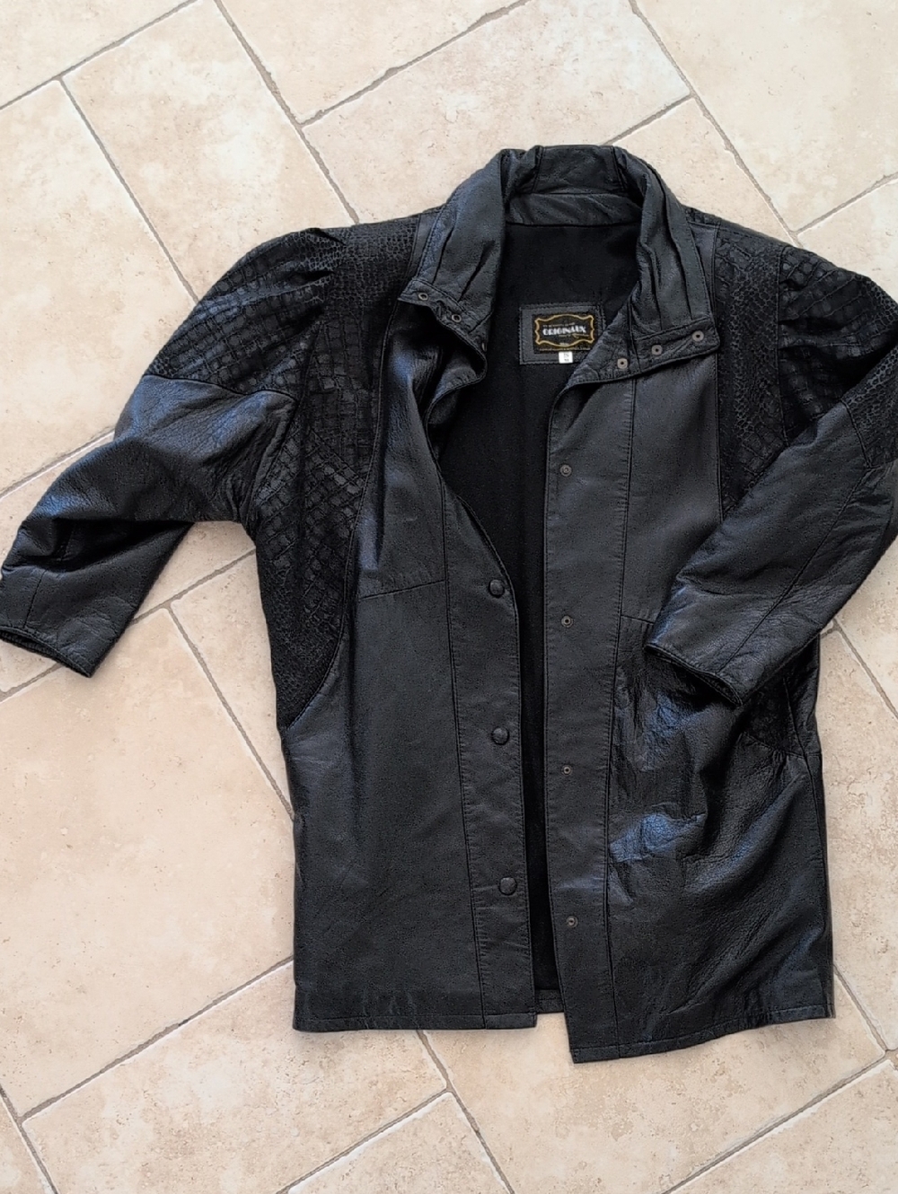 80's Vintage Genuine Leather Black Women's Coat by Originaux